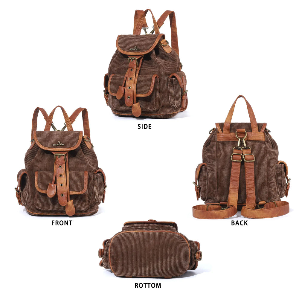 Washed Corduroy Convertible Backpack | Vintage Classic Style · Minimalist Practical Design