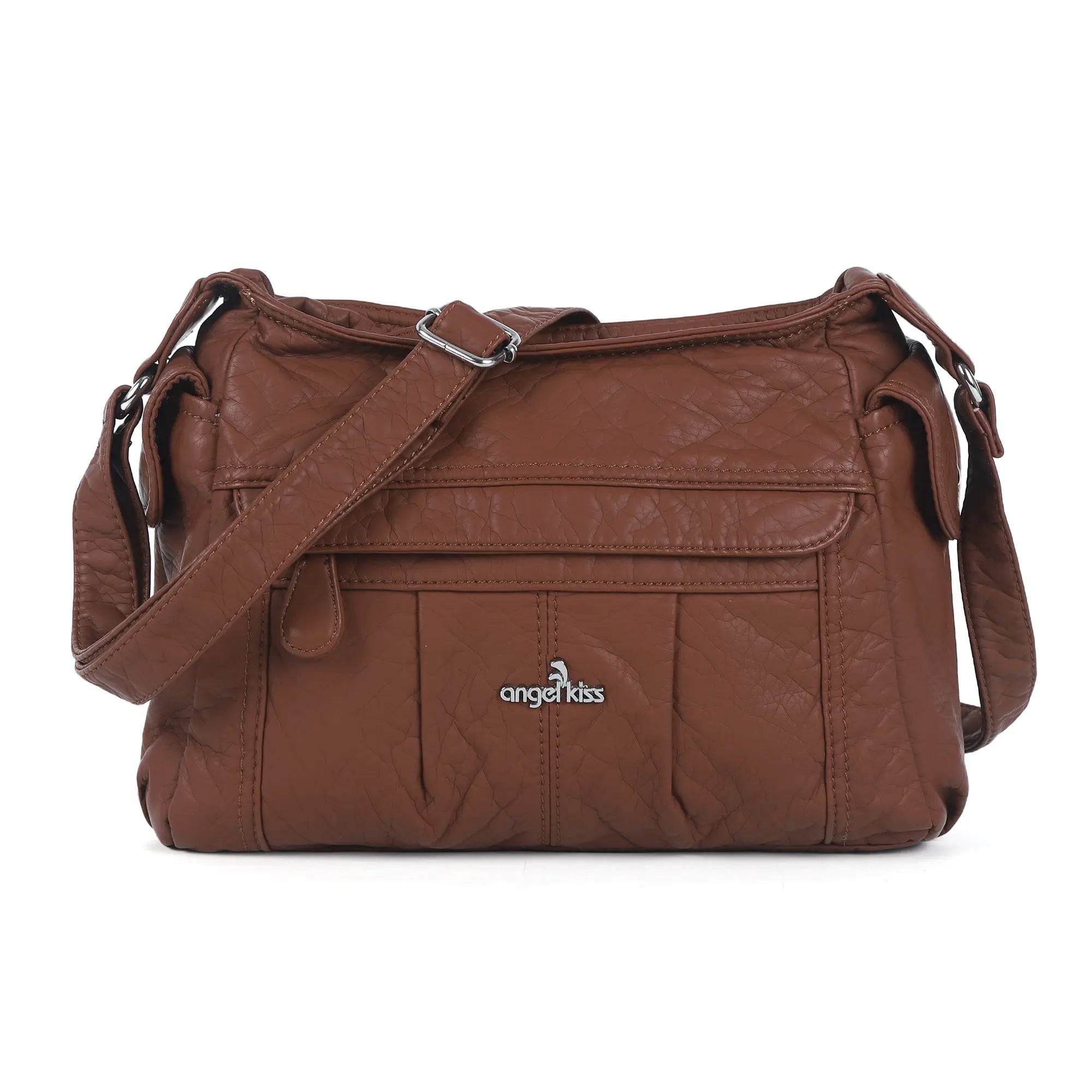 Classic Multi-Pocket Vegan Leather Shoulder Bag – Stylish &amp; Functional