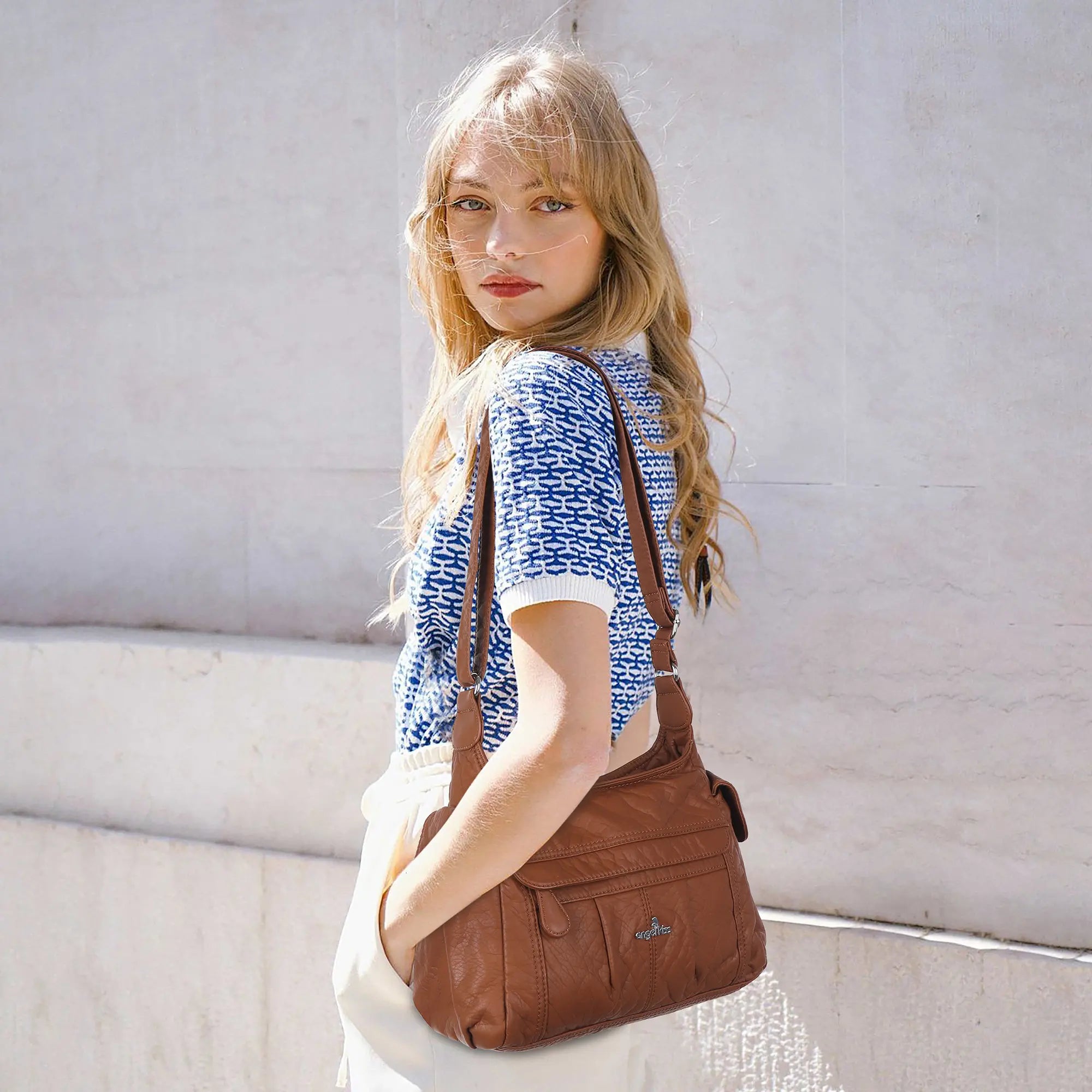 Soft Multi-Pocket Vegan Leather Shoulder Crossbody Bag – Angelkiss Bag Soft Multi-Pocket Vegan Leather Shoulder Crossbody Bag – Angelkiss Bag