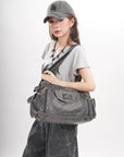 Women Handbag With High Quality Washed PU Multi Purpose Tote Bag
