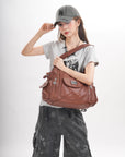 Women Handbag With High Quality Washed PU Multi Purpose Tote Bag
