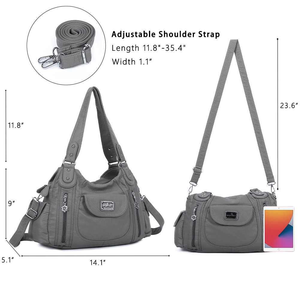 Women  handbag with High Quality Washed PU and Multi-pack