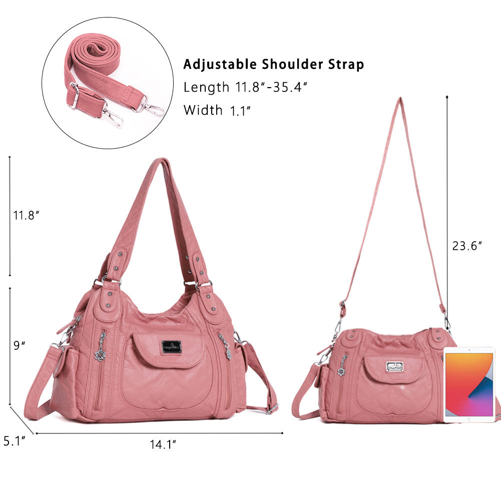 Women  handbag with High Quality Washed PU and Multi-pack