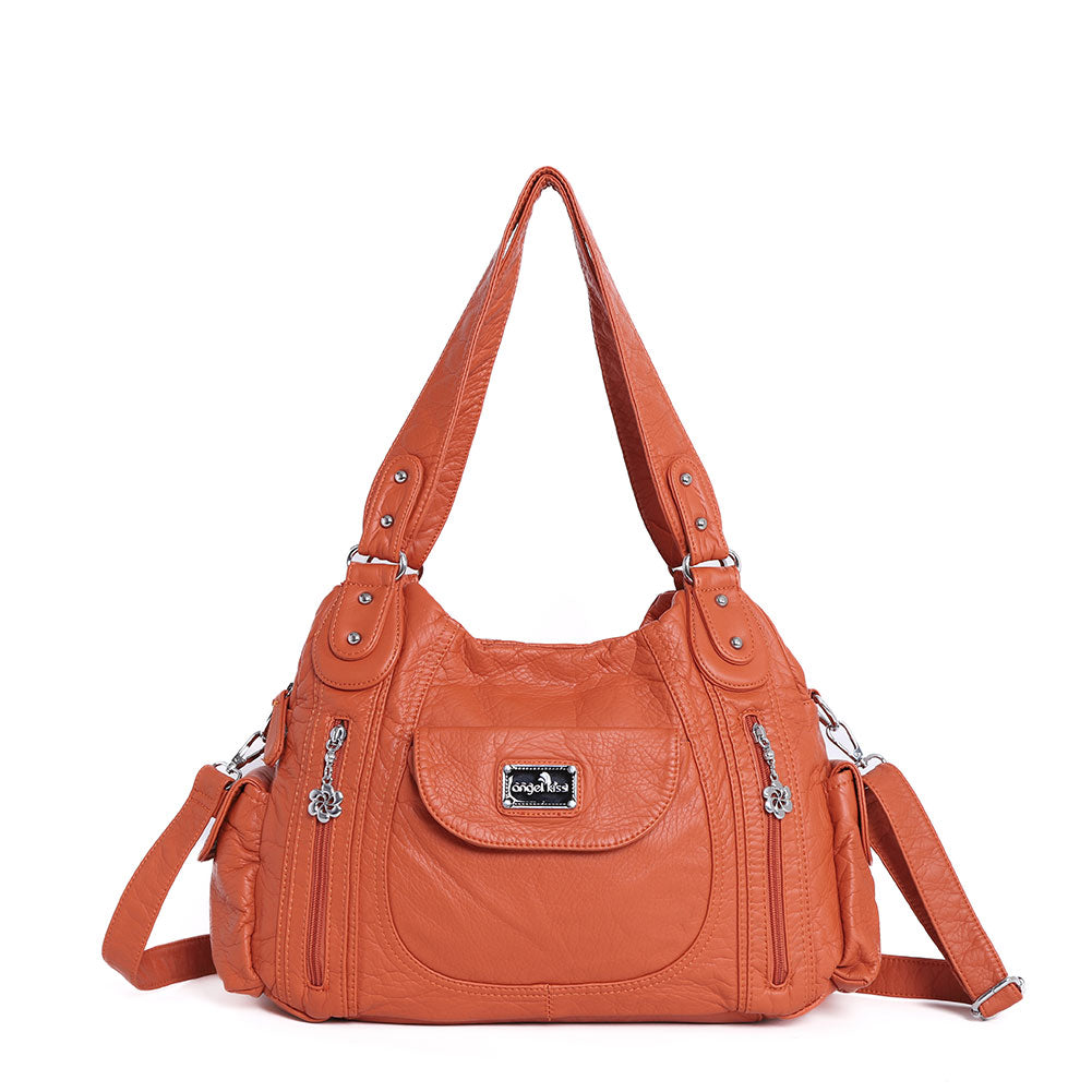 Women  handbag with High Quality Washed PU and Multi-pack