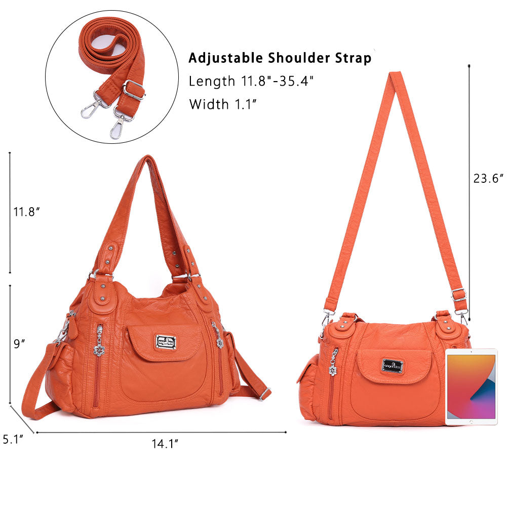 Women  handbag with High Quality Washed PU and Multi-pack