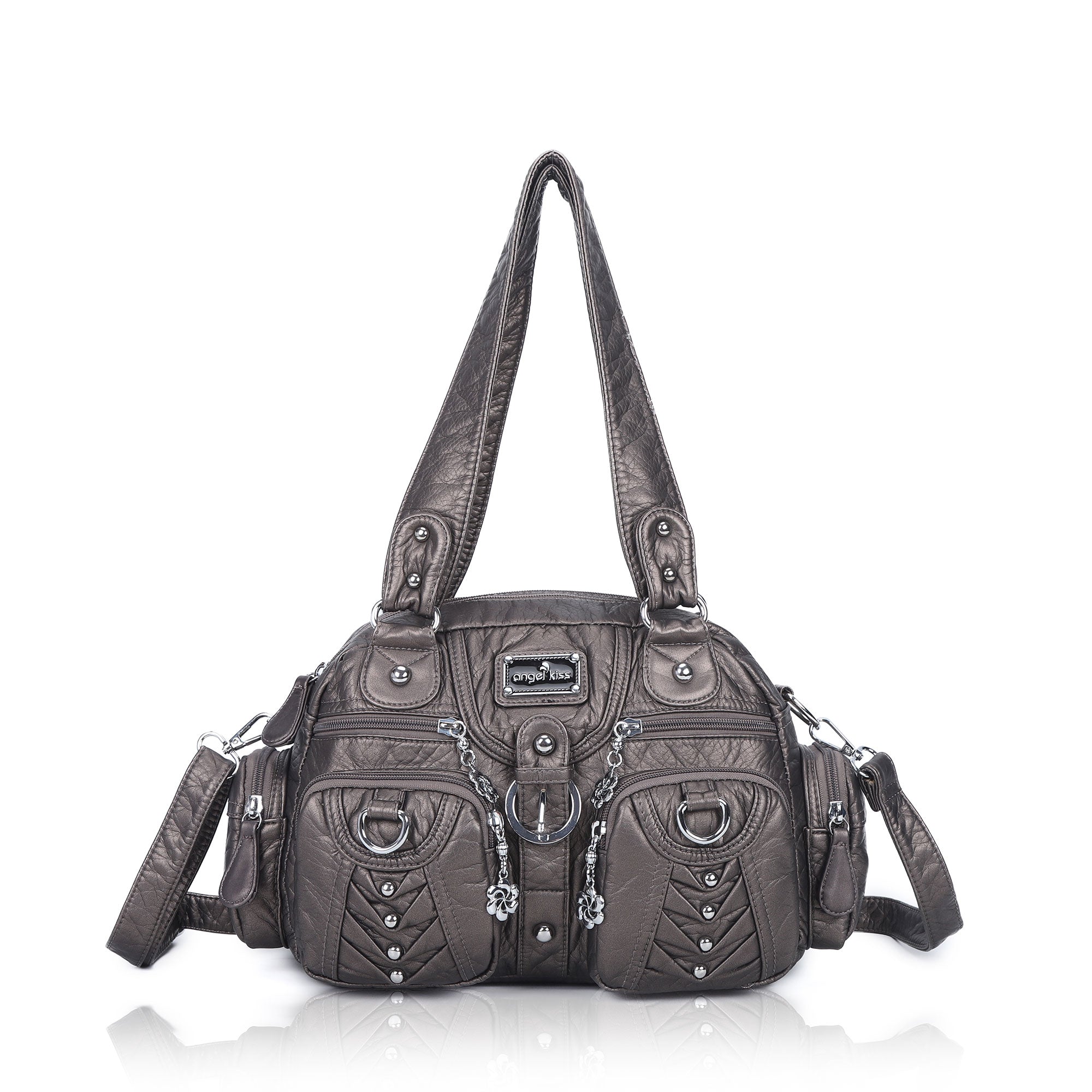 PU Faux Leather Studded Multi-Pocket Crossbody Bag – Angelkiss Bag