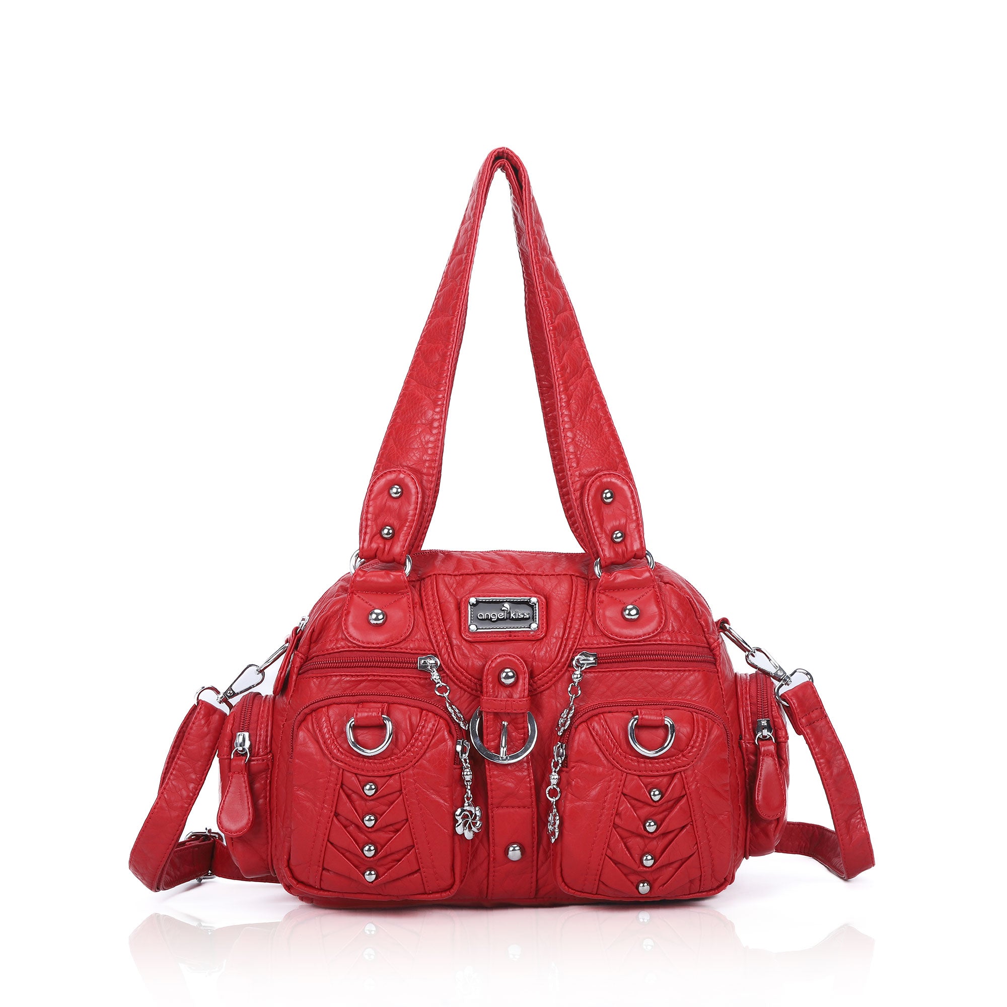 PU Faux Leather Studded Multi-Pocket Crossbody Bag – Angelkiss Bag