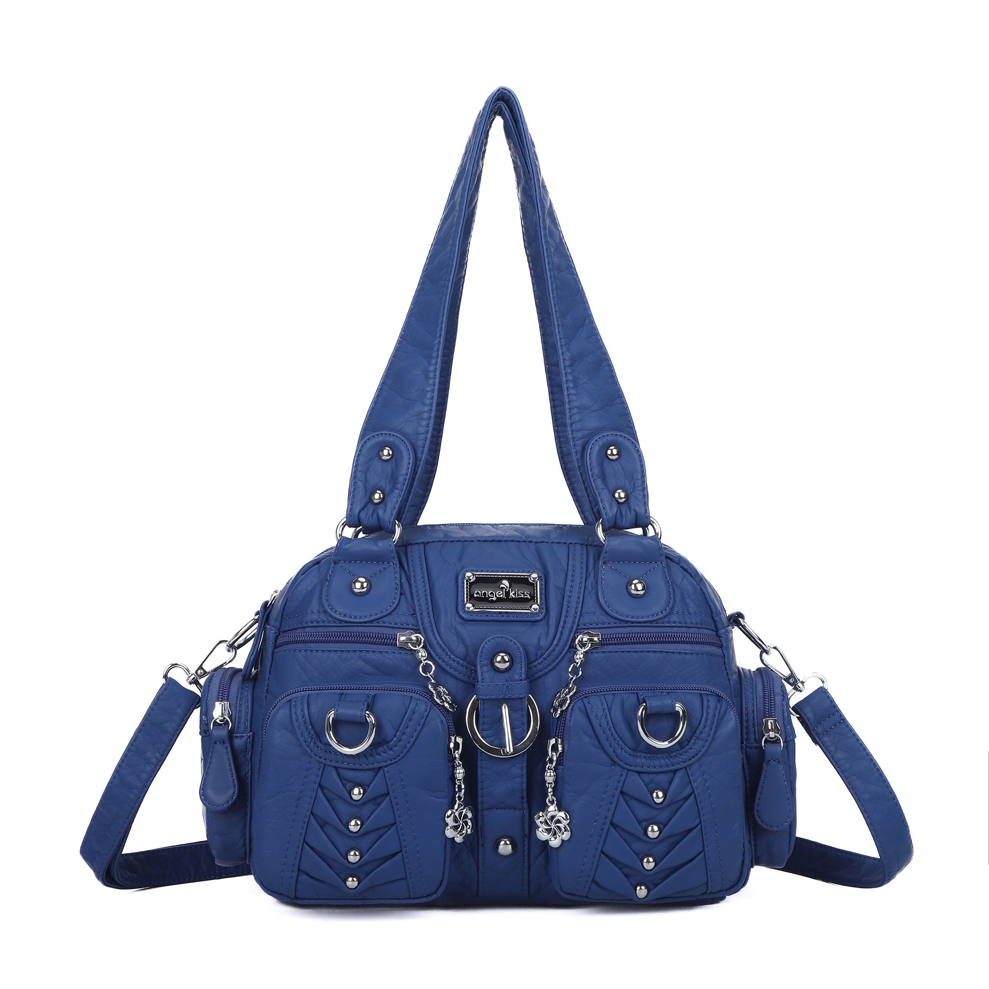 Studded Ring-Detail Multi-Pocket Shoulder Bag | Angelkiss
