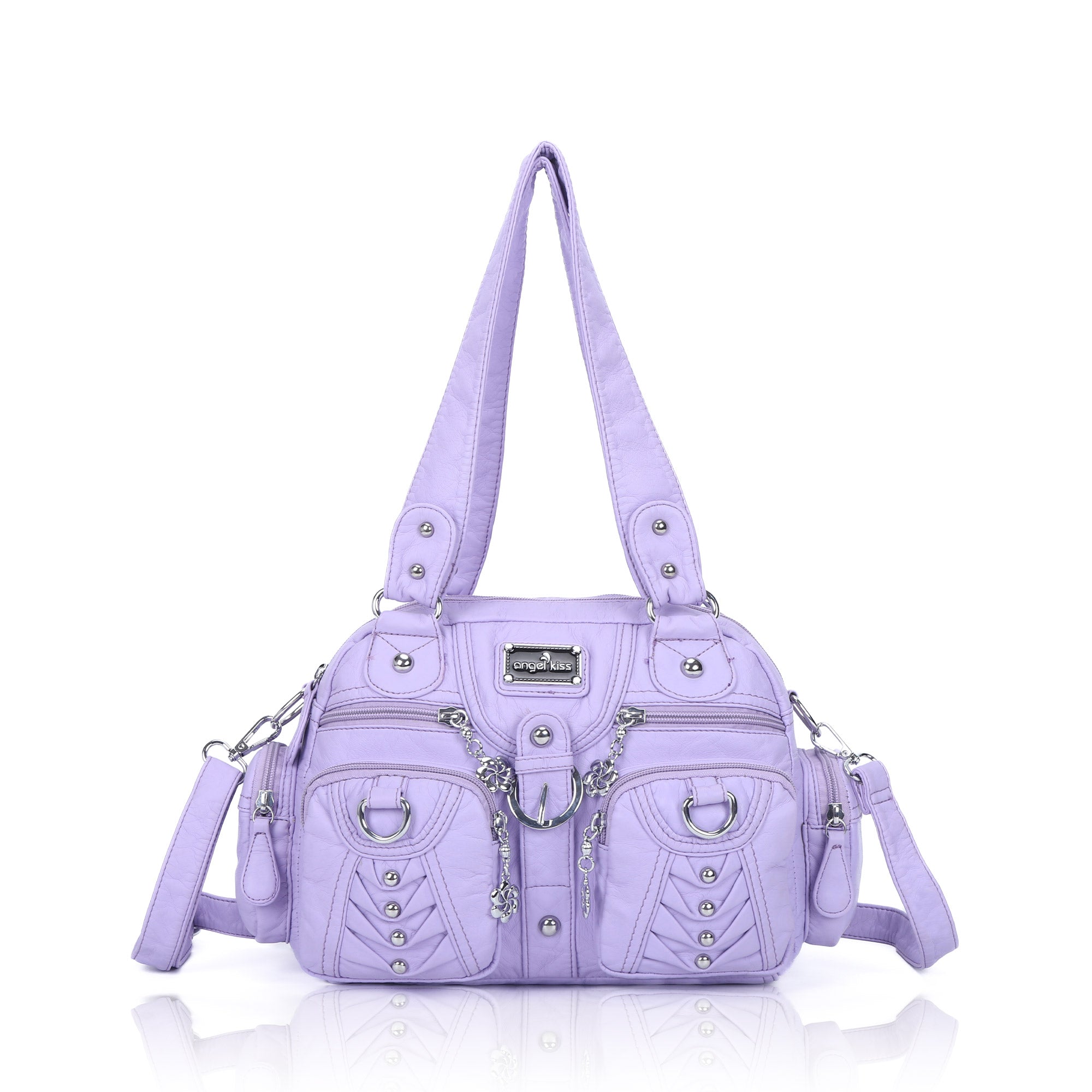 PU Faux Leather Studded Multi-Pocket Crossbody Bag – Angelkiss Bag