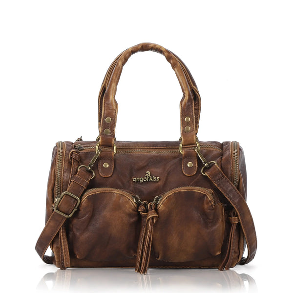 Classic Vintage Designer Soft Vegan Leather Handbag