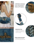 Vintage Boho Shoulder Bag – Washed Denim Purse for Free-Spirited Women