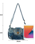 Vintage Boho Shoulder Bag – Washed Denim Purse for Free-Spirited Women