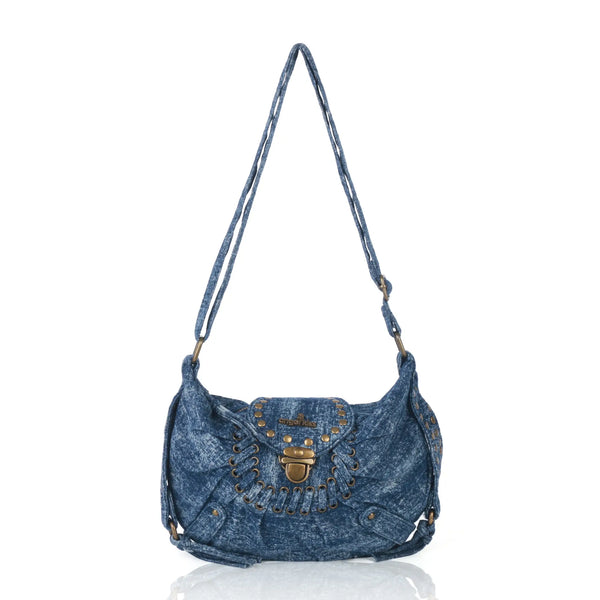 Vintage Boho Shoulder Bag – Washed Denim Purse for Free-Spirited Women