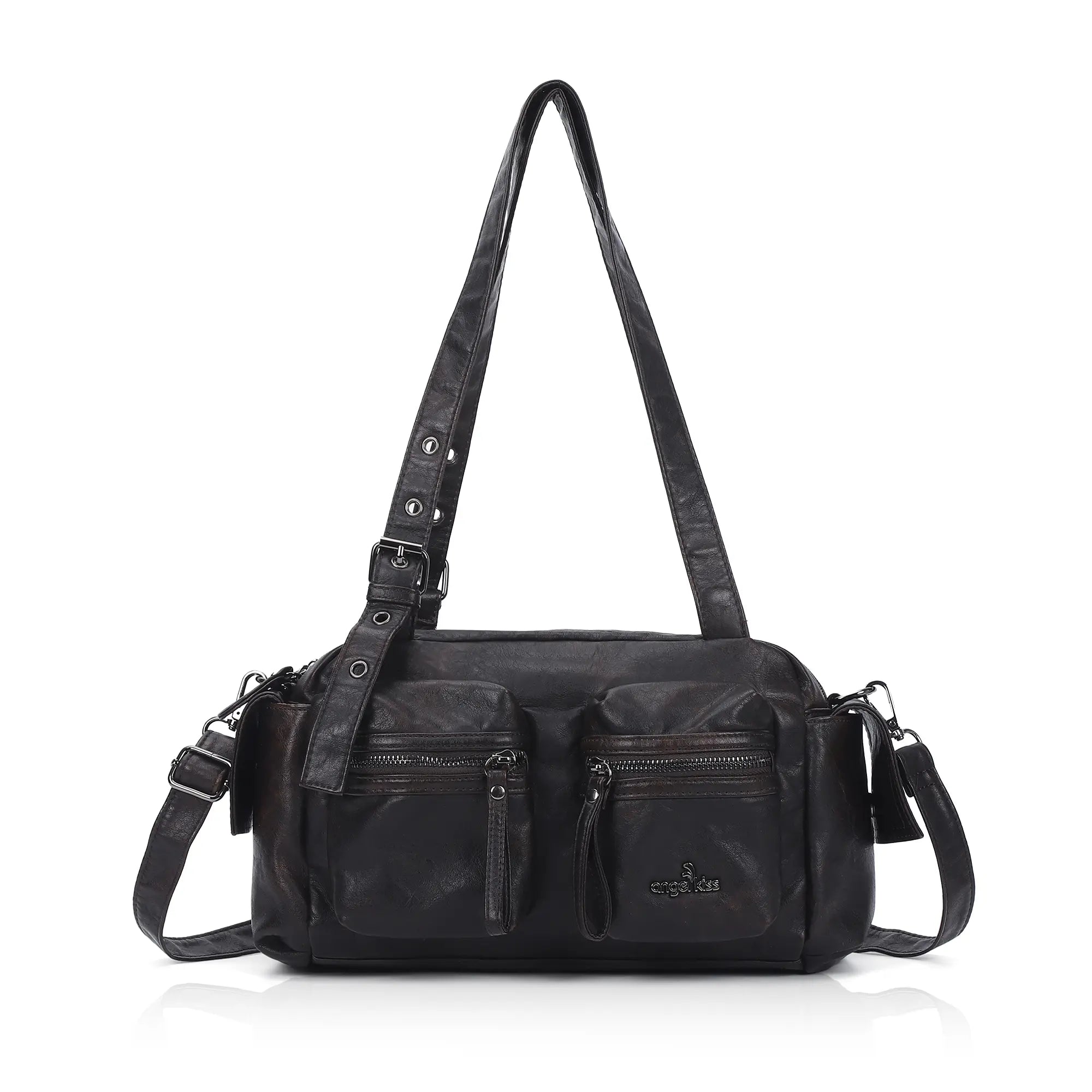 Multi-Pocket Bowling Shoulder Bag with Detachable Crossbody Strap