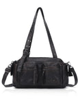 Multi-Pocket Bowling Shoulder Bag with Detachable Crossbody Strap
