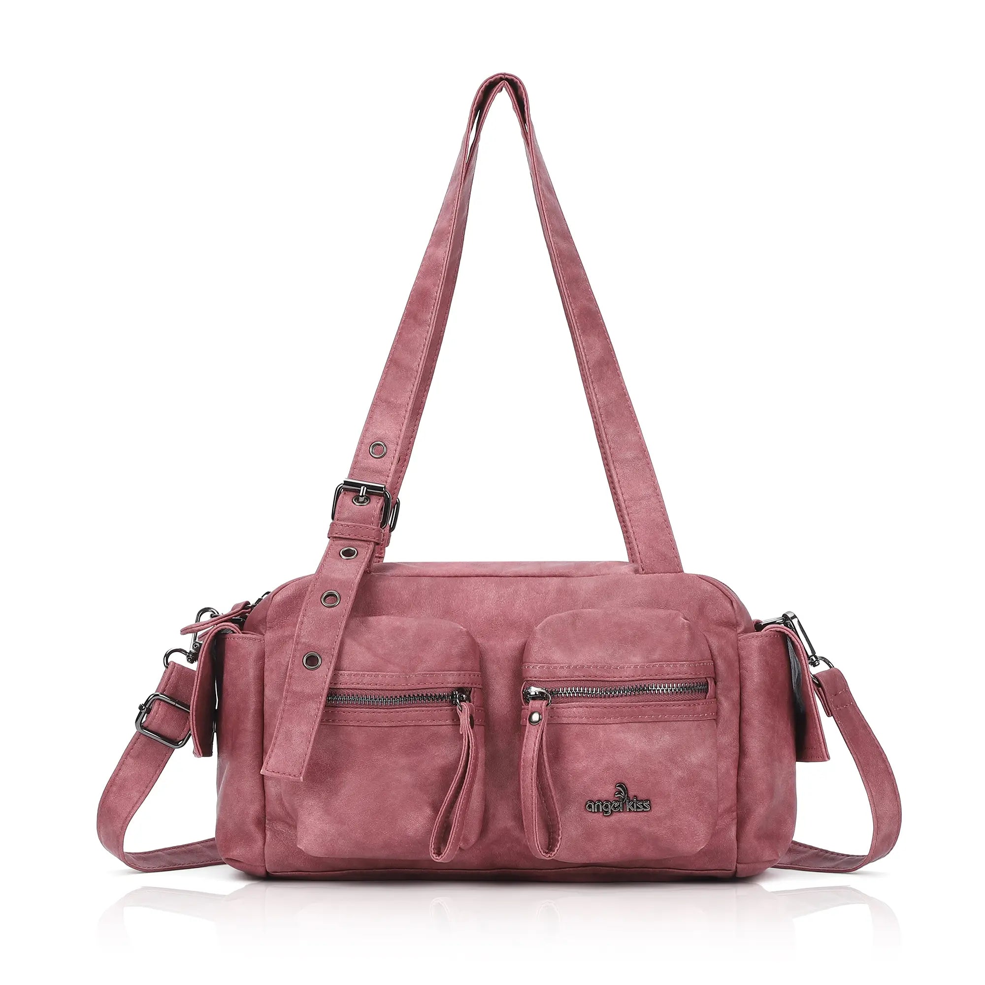 Multi-Pocket Bowling Shoulder Bag with Detachable Crossbody Strap