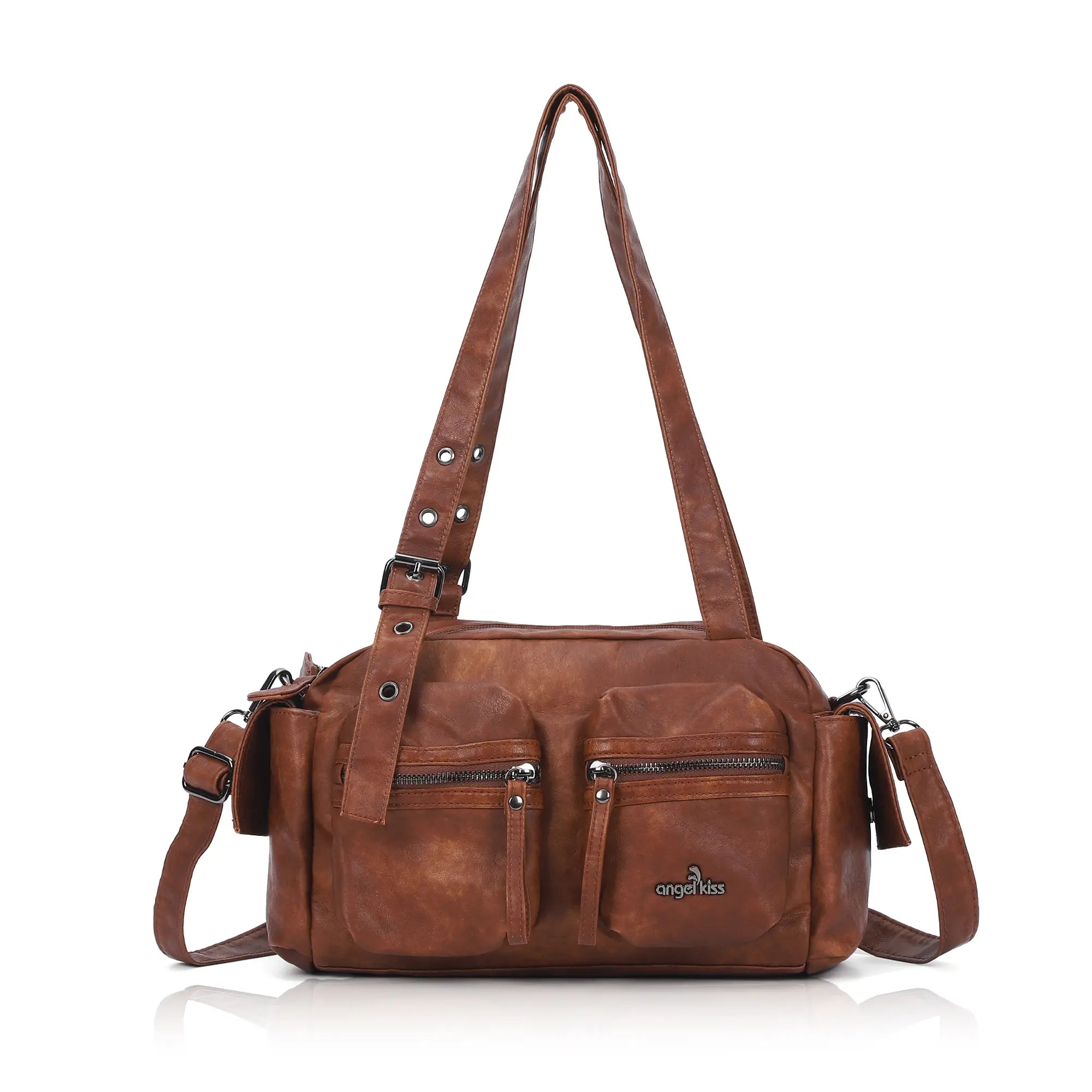 Multi-Pocket Bowling Shoulder Bag with Detachable Crossbody Strap