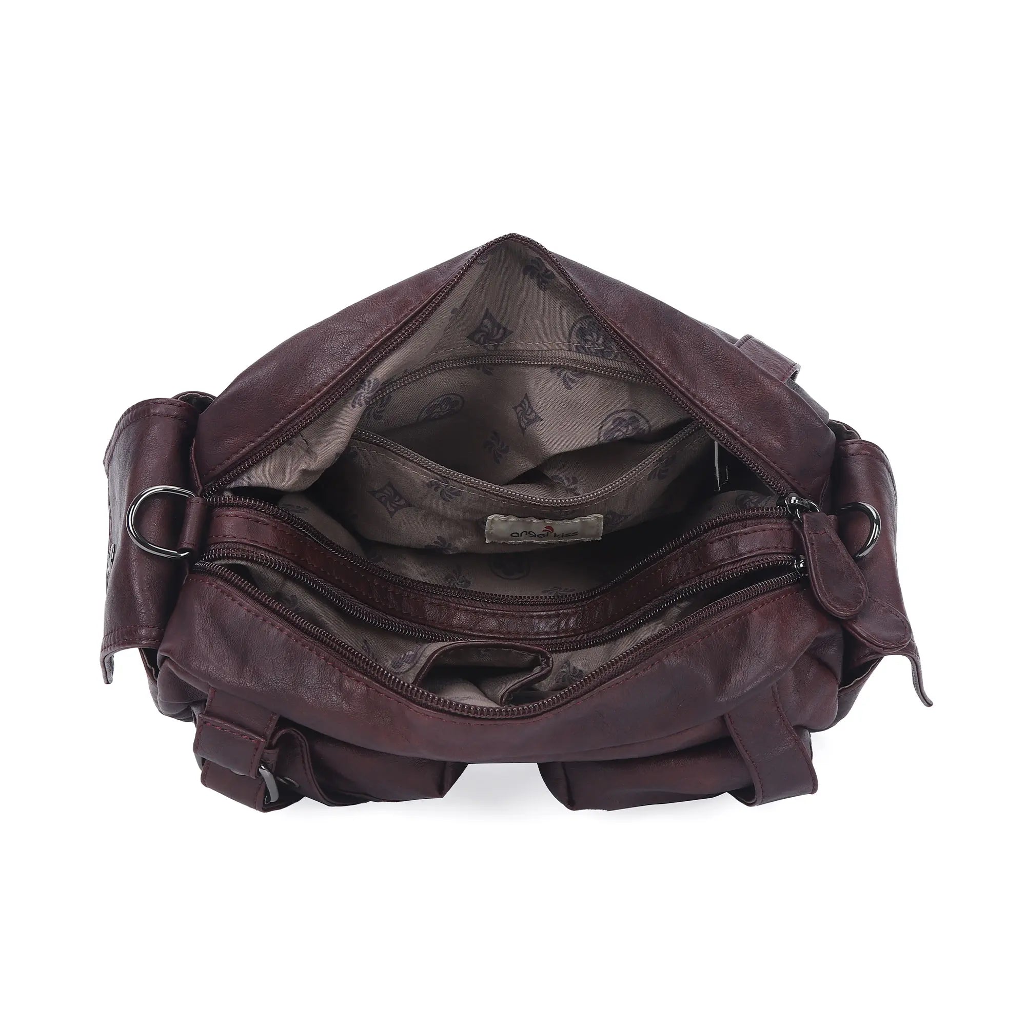 Multi-Pocket Bowling Shoulder Bag with Detachable Crossbody Strap