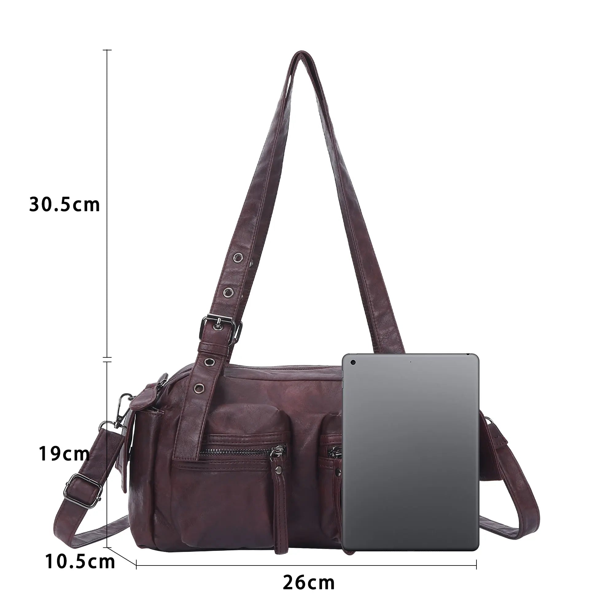 Multi-Pocket Bowling Shoulder Bag with Detachable Crossbody Strap