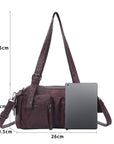 Multi-Pocket Bowling Shoulder Bag with Detachable Crossbody Strap