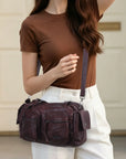 Multi-Pocket Bowling Shoulder Bag with Detachable Crossbody Strap