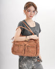 Work Handbag Backpack - PU Leather Laptop Bag for Women