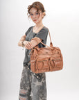 Work Handbag Backpack - PU Leather Laptop Bag for Women