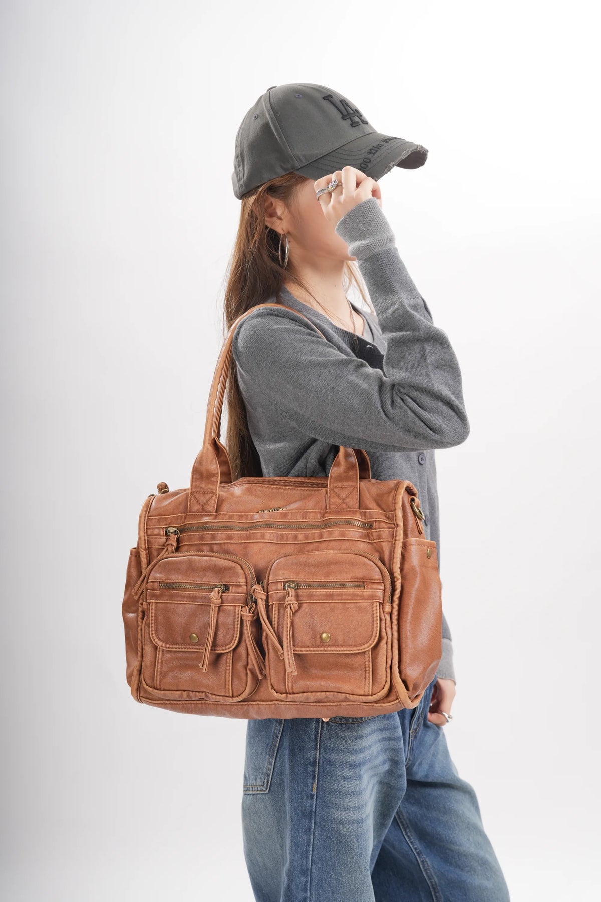 Work Handbag Backpack - PU Leather Laptop Bag for Women