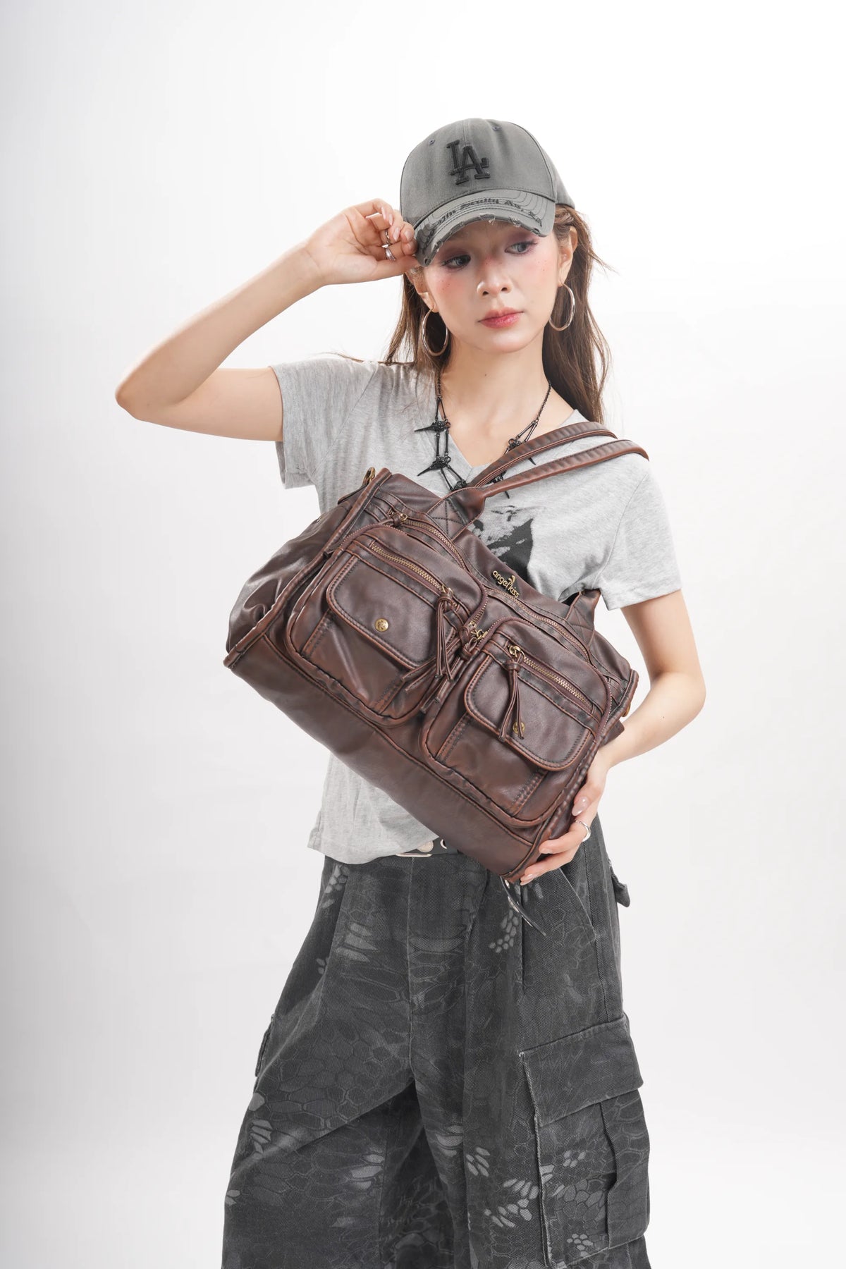 Work Handbag Backpack - PU Leather Laptop Bag for Women