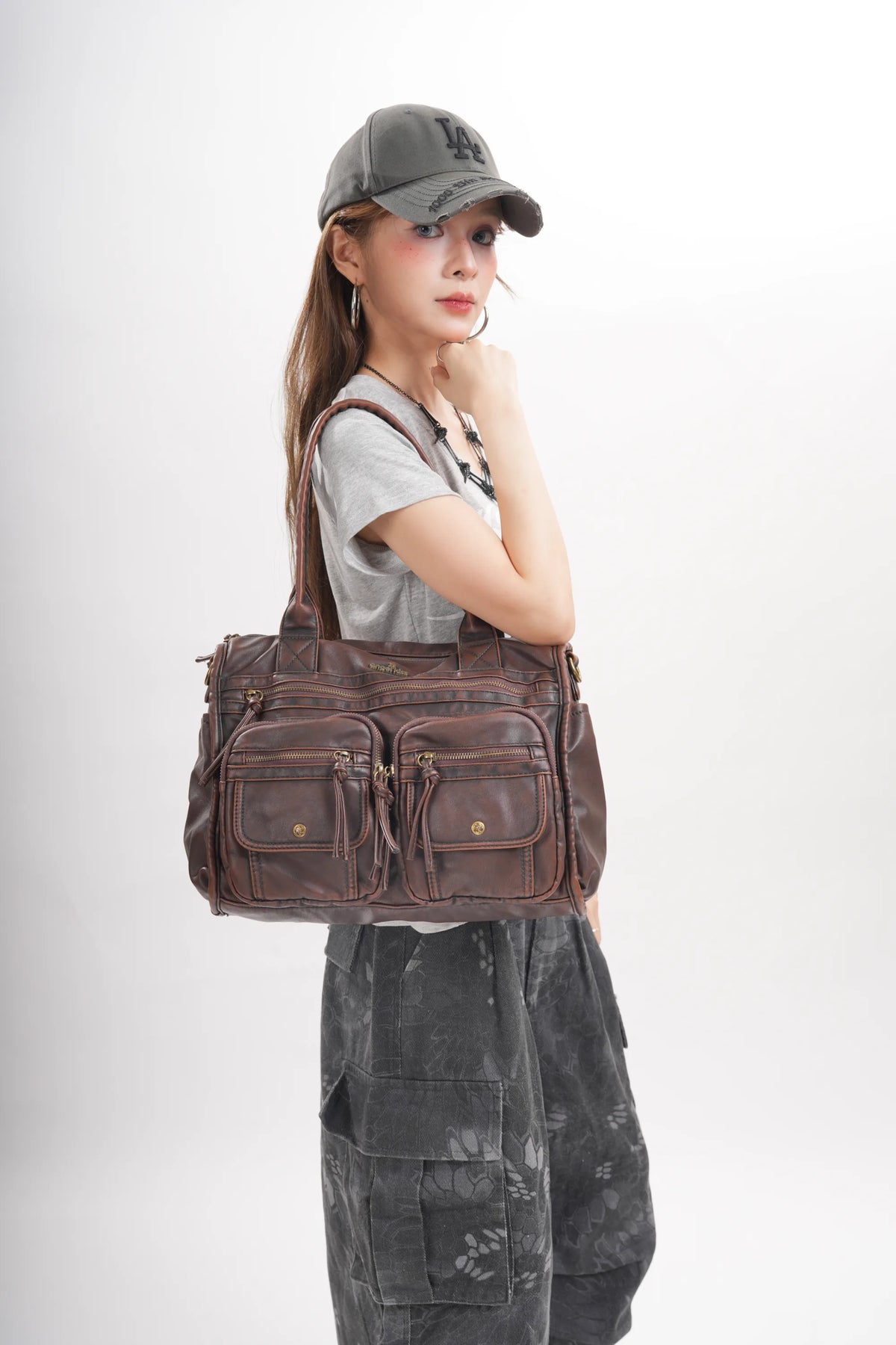 Work Handbag Backpack - PU Leather Laptop Bag for Women