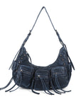 Trendy Washed Burgundy Shoulder Bag – Tassel Accent Women’s Hobo Vintage Style Purse