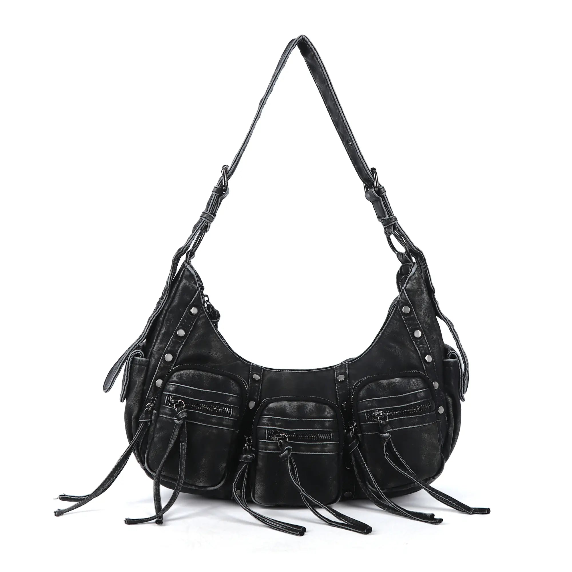 Trendy Washed Burgundy Shoulder Bag – Tassel Accent Women’s Hobo Vintage Style Purse