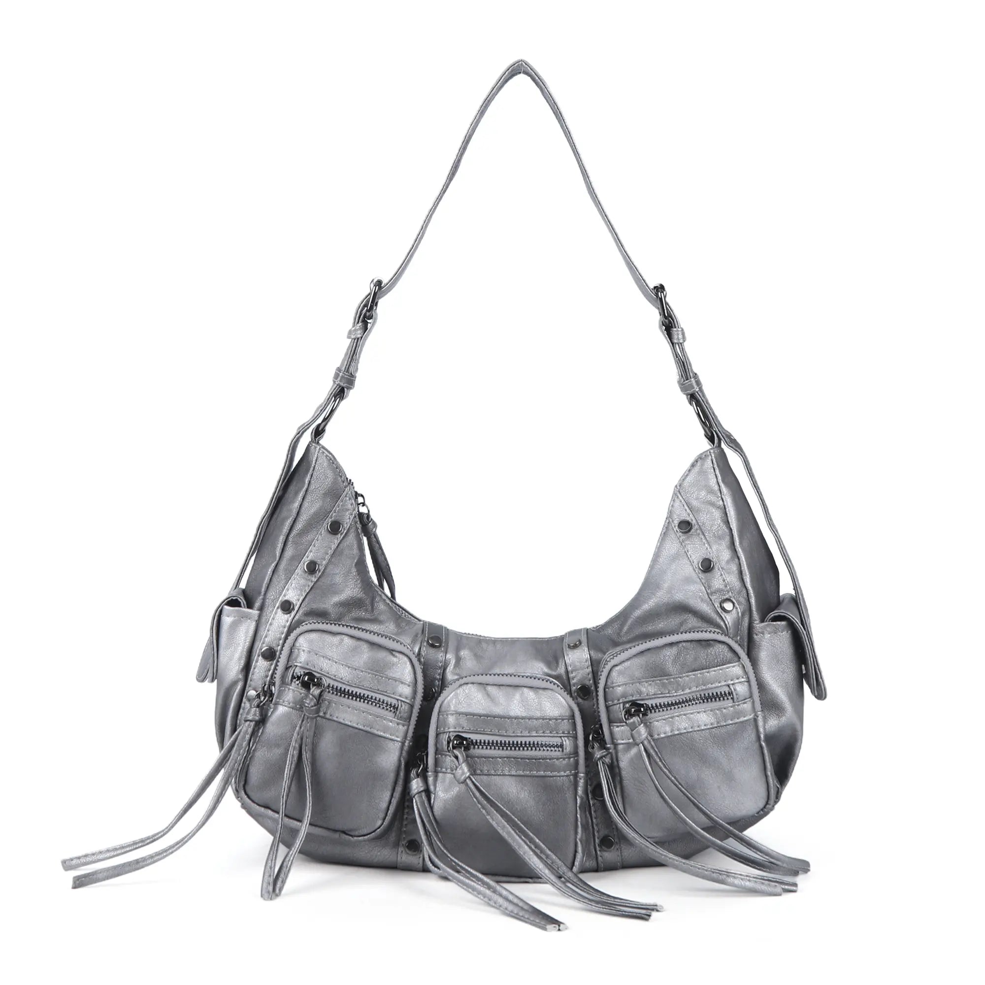 Trendy Washed Burgundy Shoulder Bag – Tassel Accent Women’s Hobo Vintage Style Purse