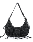 Trendy Washed Burgundy Shoulder Bag – Tassel Accent Women’s Hobo Vintage Style Purse