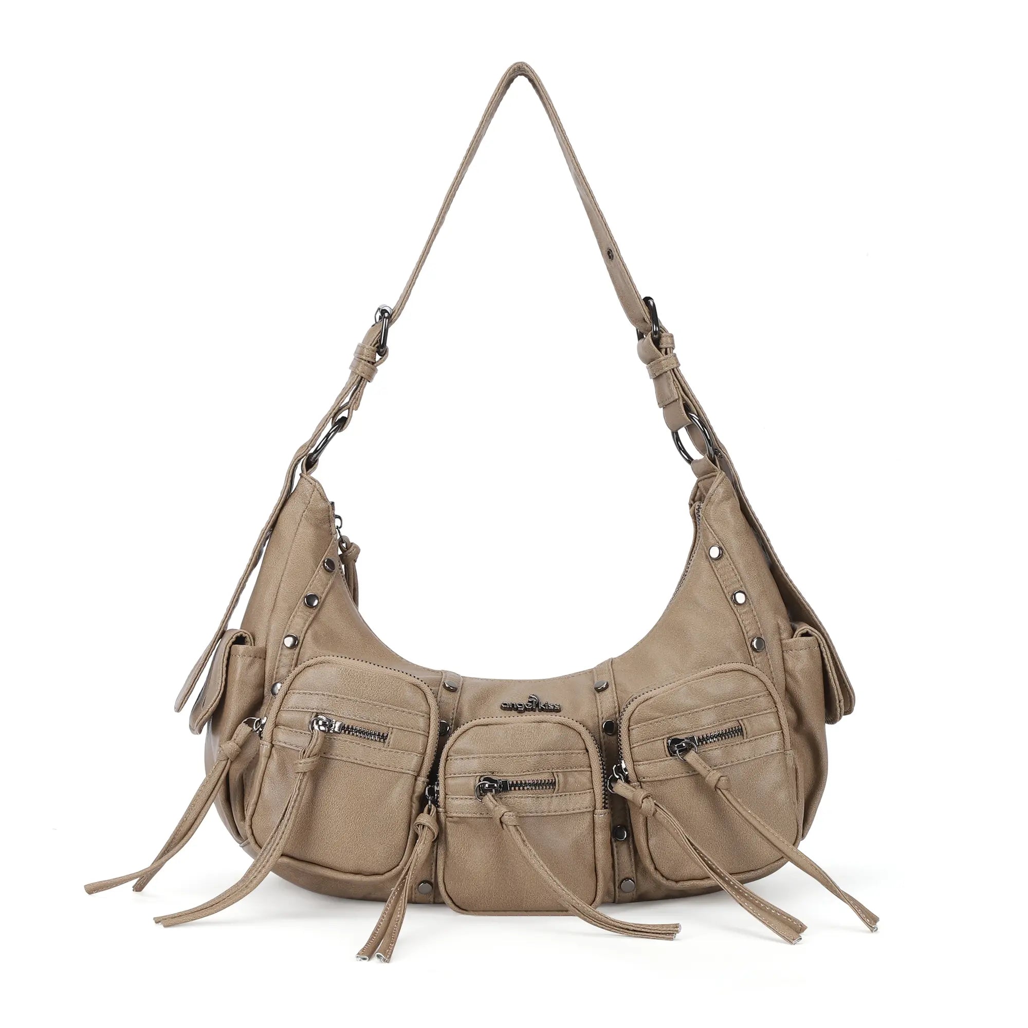 Trendy Washed Burgundy Shoulder Bag – Tassel Accent Women’s Hobo Vintage Style Purse