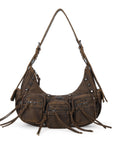 Trendy Washed Burgundy Shoulder Bag – Tassel Accent Women’s Hobo Vintage Style Purse