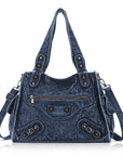Washed Blue Denim Shoulder Bag - Angelkiss  handbag