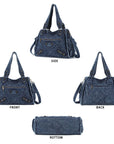 Washed Blue Denim Shoulder Bag - Angelkiss  handbag