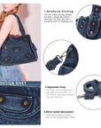 Washed Blue Denim Shoulder Bag - Angelkiss  handbag