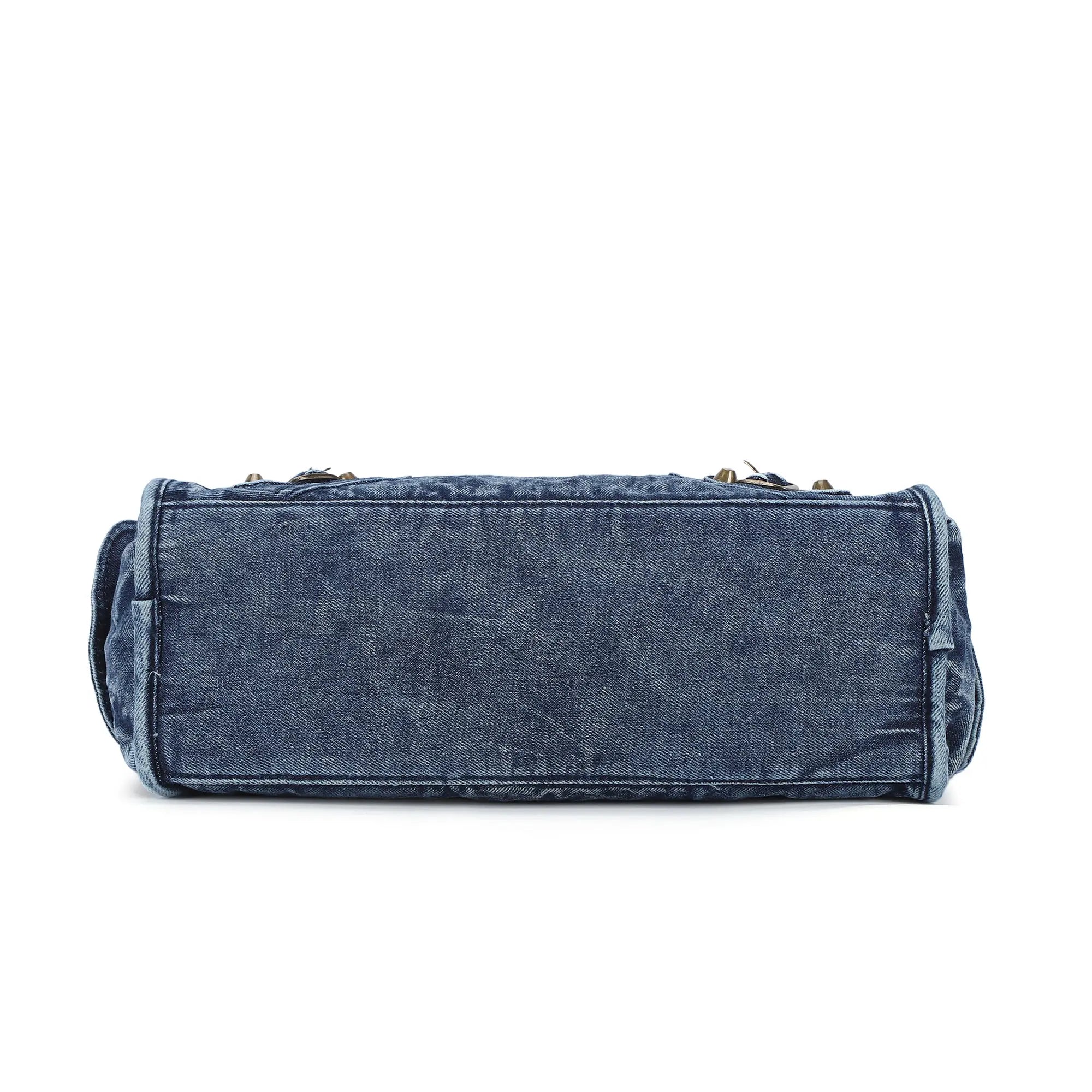 Washed Blue Denim Shoulder Bag - Angelkiss  handbag