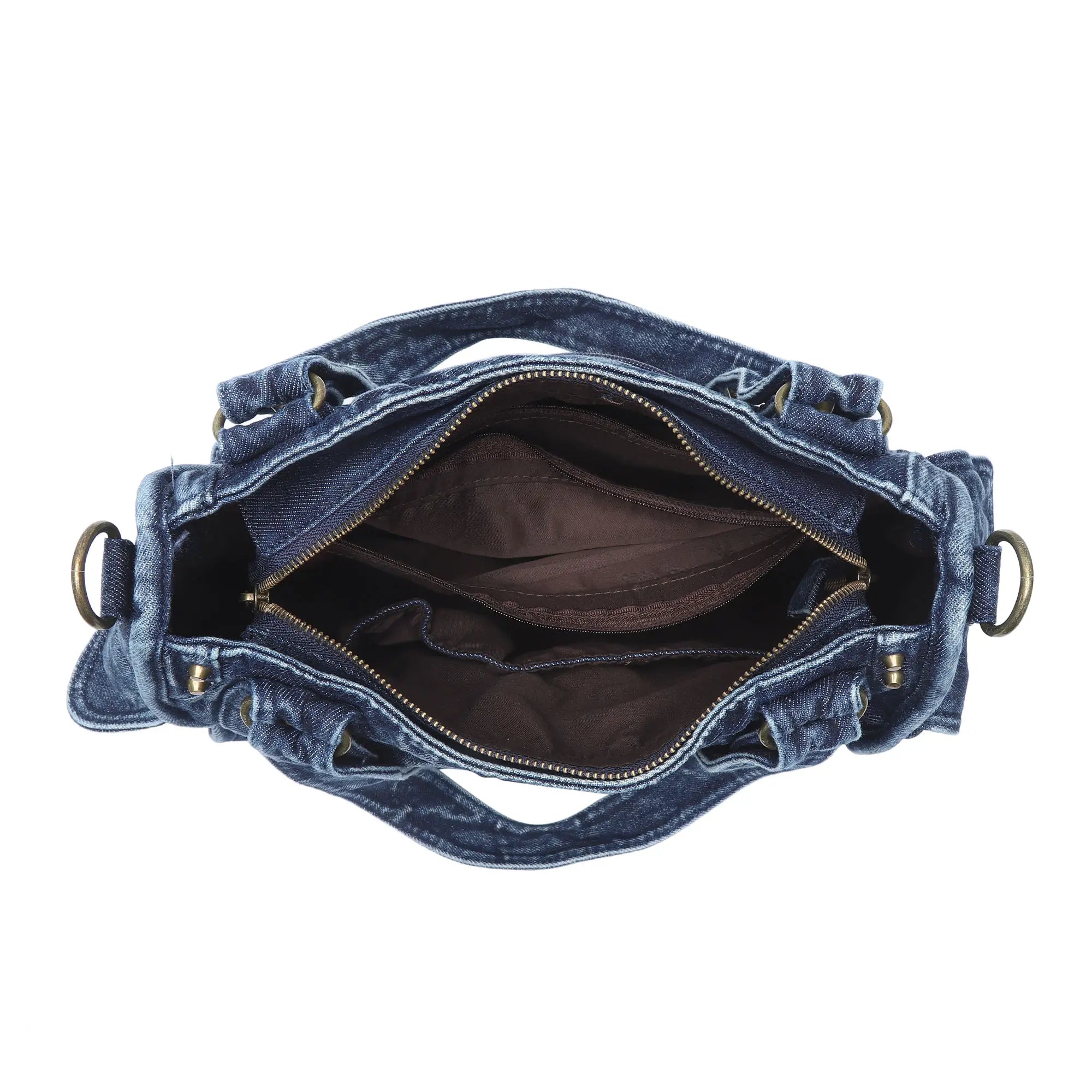 Washed Blue Denim Shoulder Bag - Angelkiss  handbag