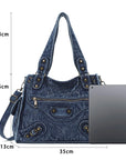 Washed Blue Denim Shoulder Bag - Angelkiss  handbag