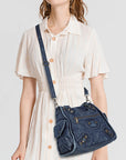 Washed Blue Denim Shoulder Bag - Angelkiss  handbag