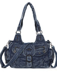 Women's Vintage Denim Multi-compartment High Capacity Hobo Bag | Angel Kiss Bag