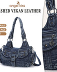 Women's Vintage Denim Multi-compartment High Capacity Hobo Bag | Angel Kiss Bag