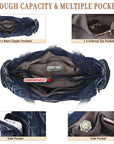 Women's Vintage Denim Multi-compartment High Capacity Hobo Bag | Angel Kiss Bag