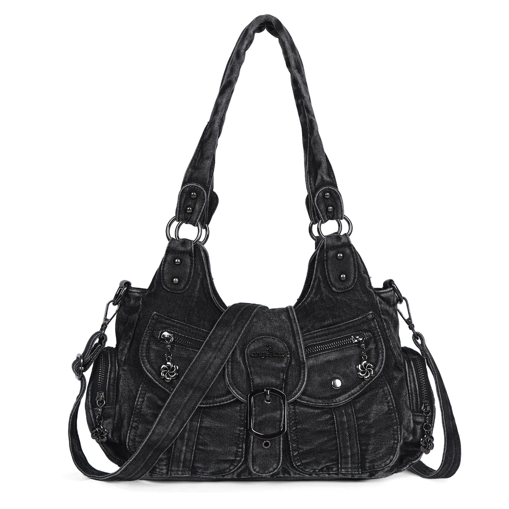 Women's Vintage Denim Multi-compartment High Capacity Hobo Bag | Angel Kiss Bag