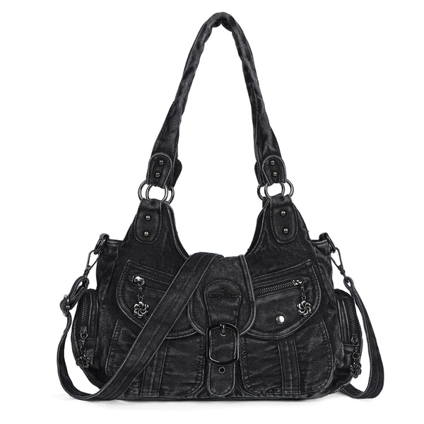Women's Vintage Denim Multi-compartment High Capacity Hobo Bag | Angel Kiss Bag