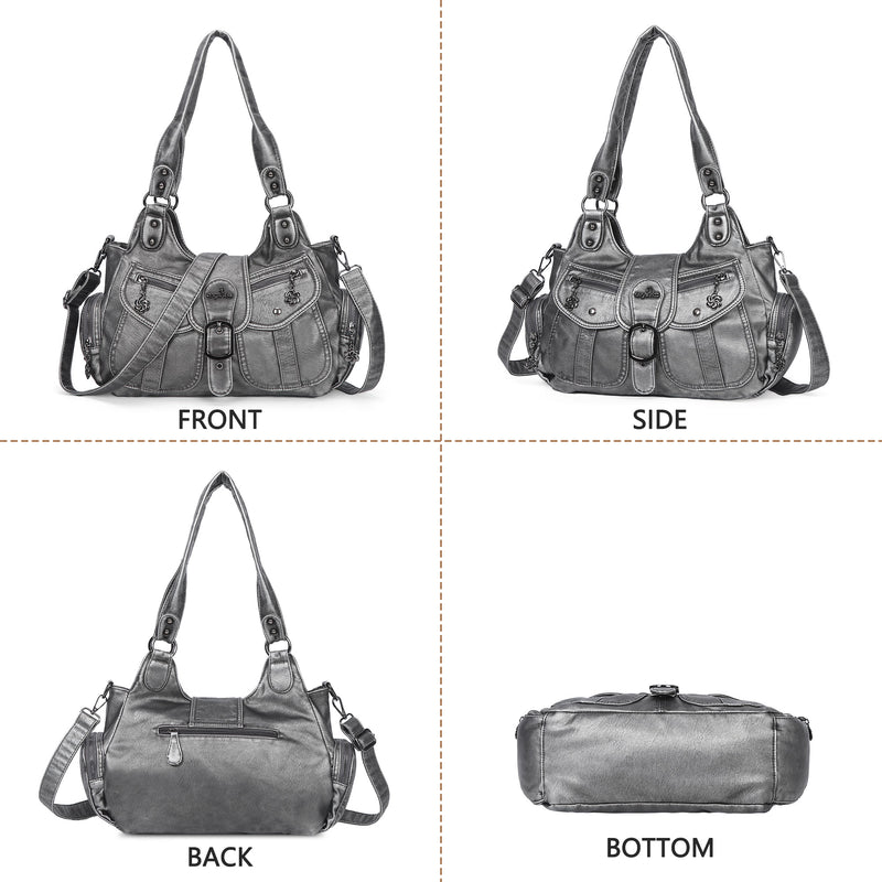 Women's retro fashion multi-compartment large capacity hobo bag | angel kiss bag