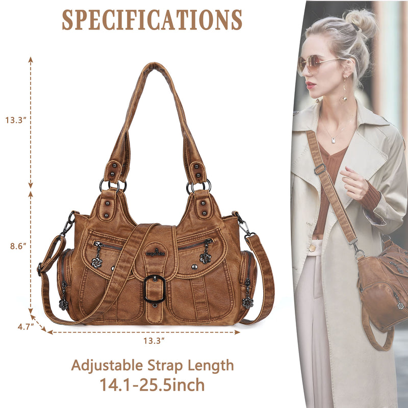Women's retro fashion multi-compartment large capacity hobo bag | angel kiss bag